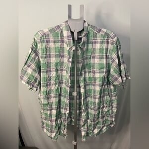 Weatherproof vintage Green Plaid Men's Shirt linen blend size XXL‎